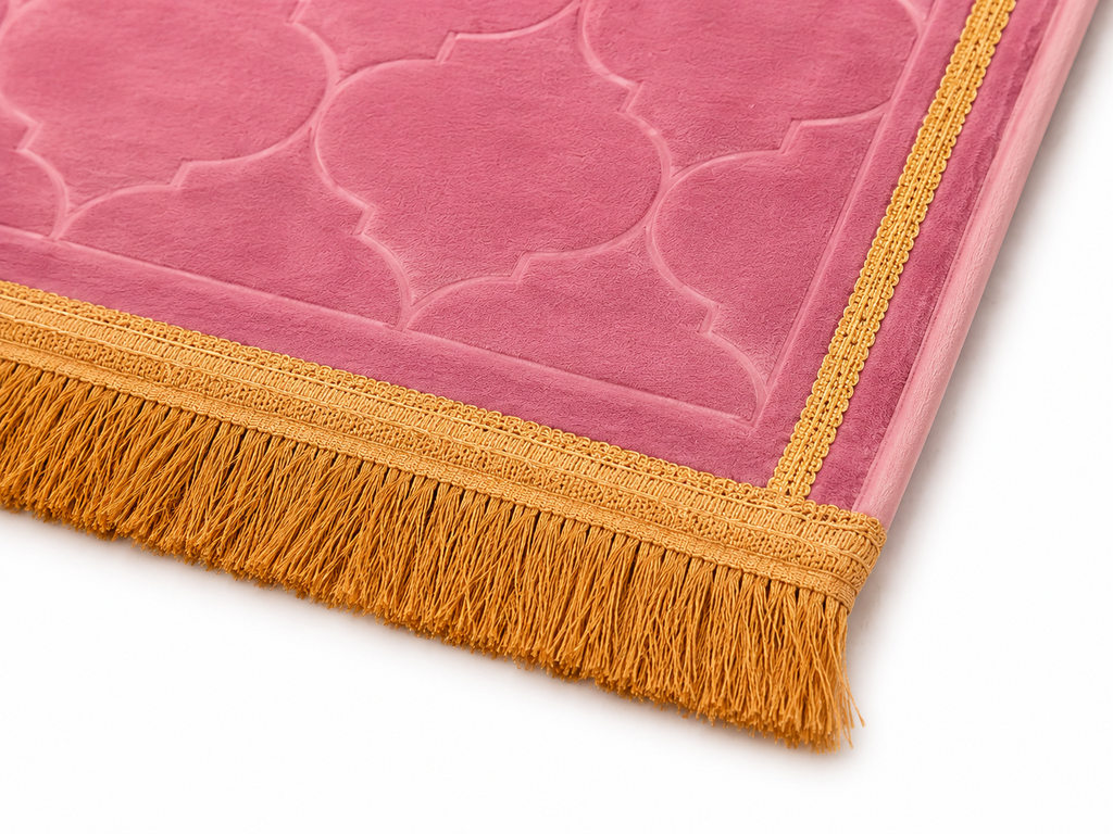 Luxury Padded Velvet Prayer Mat - Pink