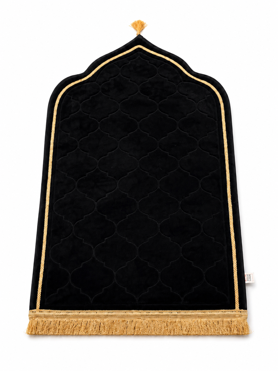 Luxury Padded Velvet Prayer Mat - Black
