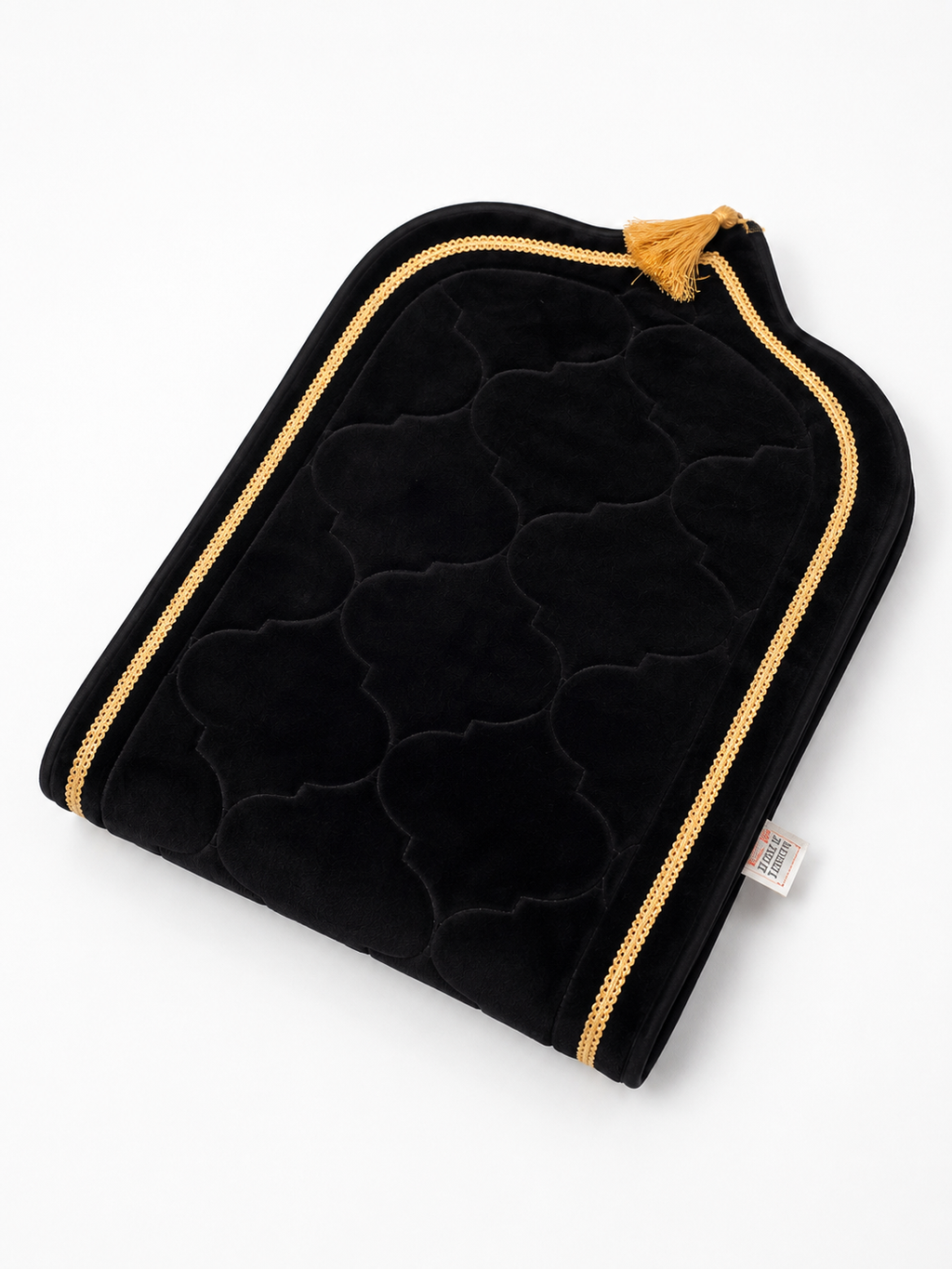 Luxury Padded Velvet Prayer Mat - Black