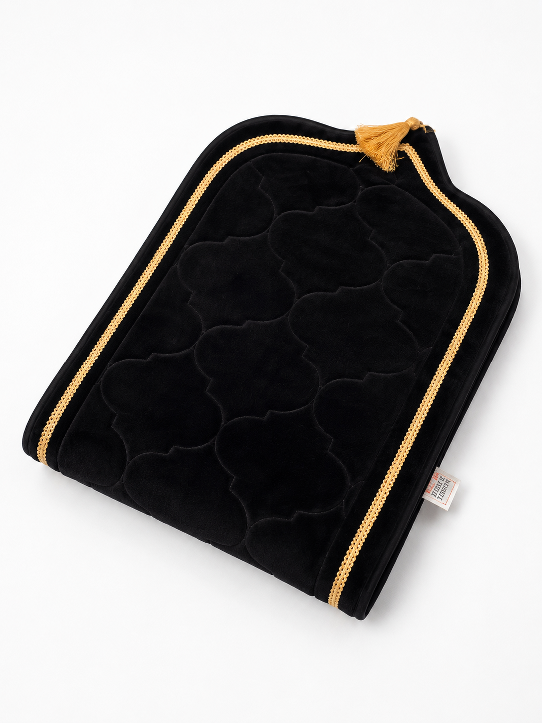 Luxury Padded Velvet Prayer Mat - Black
